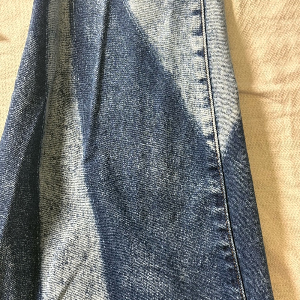 Flying Monkey Two Tone Chevron Flare Jeans Y2K Colorblock Raw Hem 28 - Picture 10 of 14
